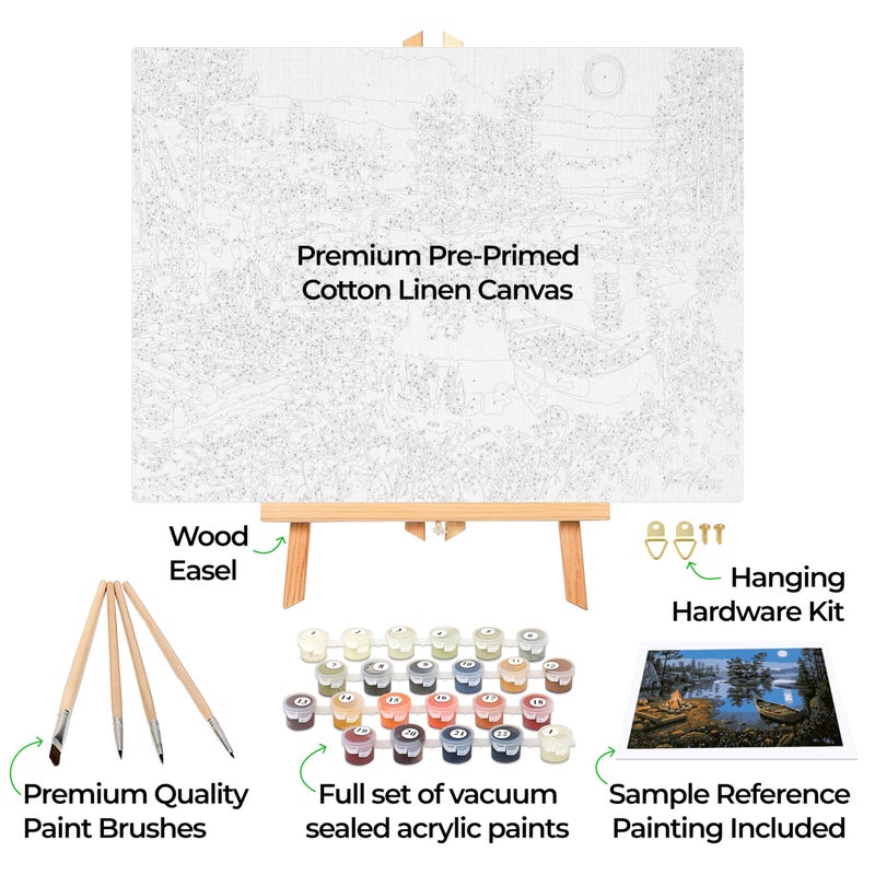 Ledgebay DIY Paint by Numbers Kit for Adults Framed Canvas: Beginner to Advanced Paint by Numbers Kit, Kits Include Acrylic Paint Set Brushes Tabletop Easel (Moonlight Bay 12" x 16" Framed) - Image 2